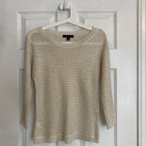 Ann Taylor Cream Sparkly Loose Knit Sweater